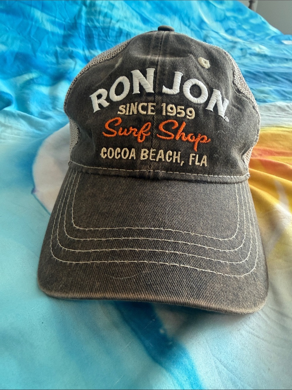 Ron Jon Cocoa Beach, FLA Charcoal Distressed Baseball Cap